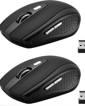 2 Pack Wireless Mouse, 2.4Ghz Wireless Mouse Computer Mouse1200,6 Buttons with  Receiver for Laptop,PC,Chromebook,Computer,Notebook,Office (Black)