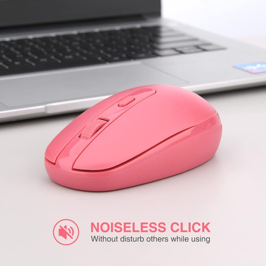 Wireless 2.4G Silent Mouse, Computer Mouse with USB Nano Receiver for Laptop, PC, Mac, Chromebook, Windows (Pink)