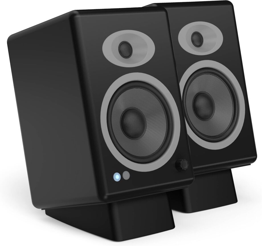 Desktop Speaker Stands Wedge for Medium Speakers, Anti Vibration Silicone  Riser for Computer, Bookshelf, and Studio, Compatible withand More