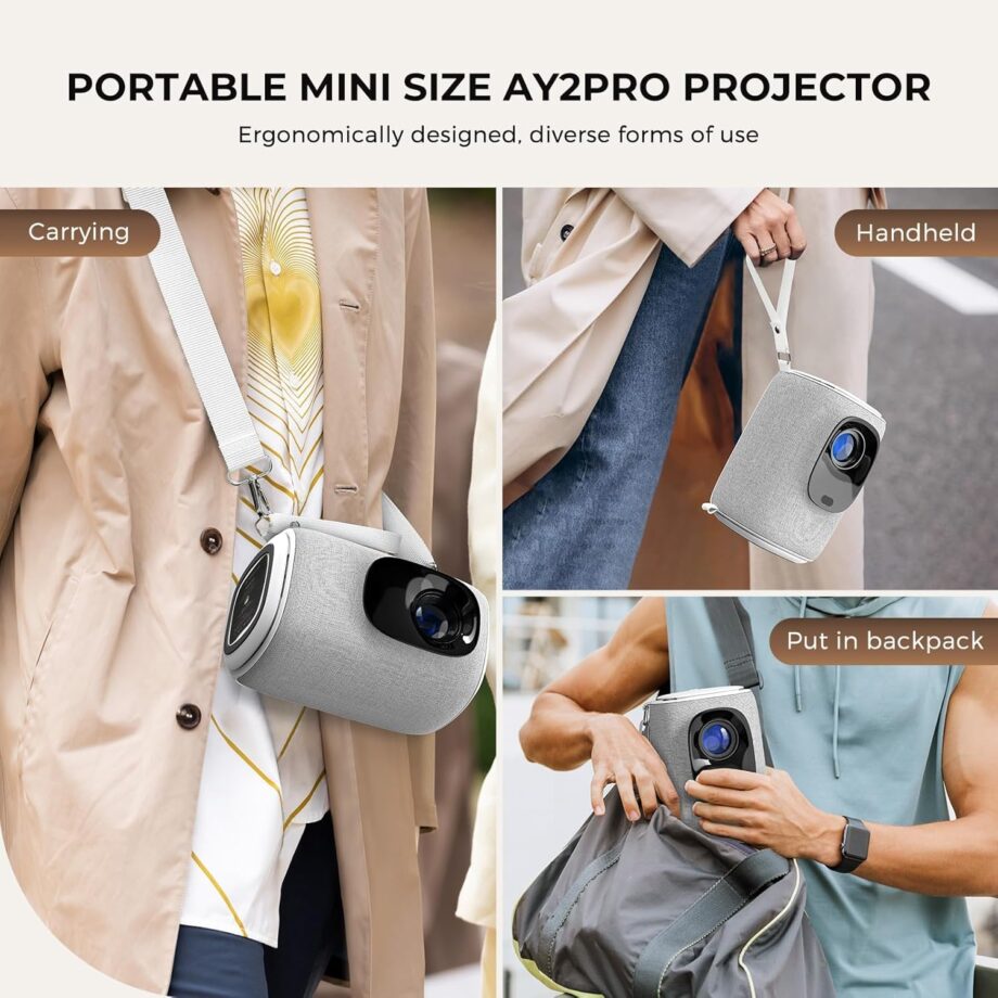[Electric Focus & Auto ] Mini Projector With WiFi And Bluetooth,  Portable Projector 550 , Ultra Low Noise & Lens Cap Dustproof, Outdoor Projector For Phone/Laptop