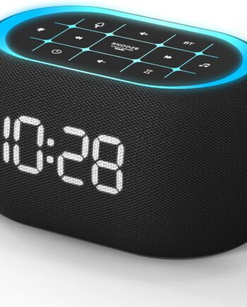 Alarm Clock White Noise Sound Machine with Bluetooth Speaker, 21 Soothing Sounds, 7 Night Lights, 0-100% Dimmer/Sleep Timer/Volume Control, Small Design for Kids Adults Sleeping,Bedroom (Black)
