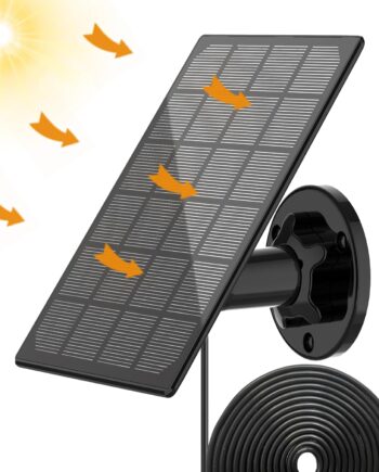 Solar Panel for Outdoor Camera, IP66 Waterproof Solar Charger, Continuous Solar Power Supply for Security Cameras, with 10ft Cable  USB Port & Type-C Adapter Solar Panel, 360° Adjustable Bracket