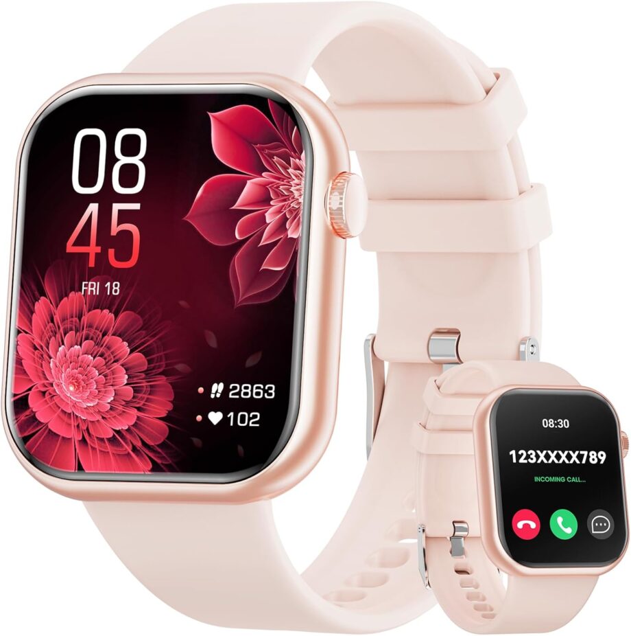 Smart Watch (Answer/Make Call) 1.85inch Fitness Tracker, DIY Dials/Pedometer/Calories/Multiple Sport Modes/Voice Assistant, Smart Watches for Men Women   Phones