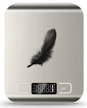 Food Scale, 11lb Kitchen Scale with 6 Units Tare Function & LCD Display, 0.05oz/1g Stainless Steel Digital Food Scale Grams and Ounces for Baking, Cooking, Dieting and Meal Prep (Batteries Included)