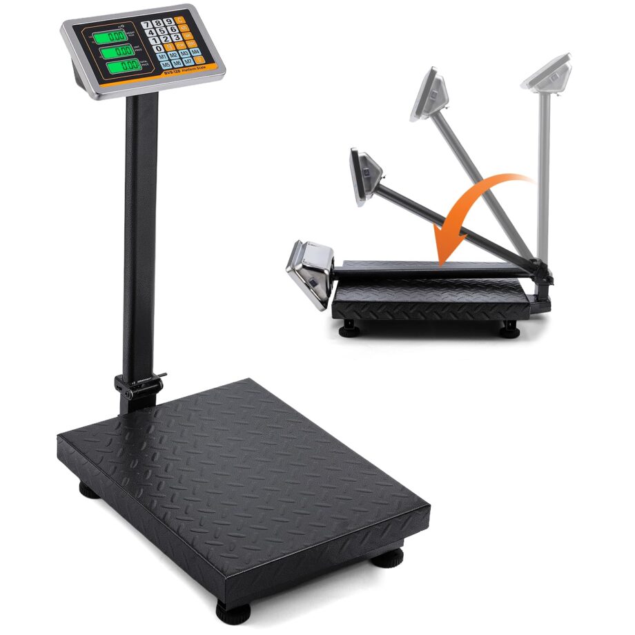 Digital Platform Scale 660LBs Heavy Duty Floor Scale KG/LB Switchable Postal Shipping Scale for Weighing Packages, Luggage, Suitcases, Boxes