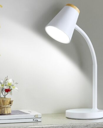 Desk Lamp for College Dorm Room - Small  Desk Lamp Touch Dimmable Reading Light for Home Office - Adjustable Flexible Gooseneck Table Lamp for Bedside Bedroom Nightstand White