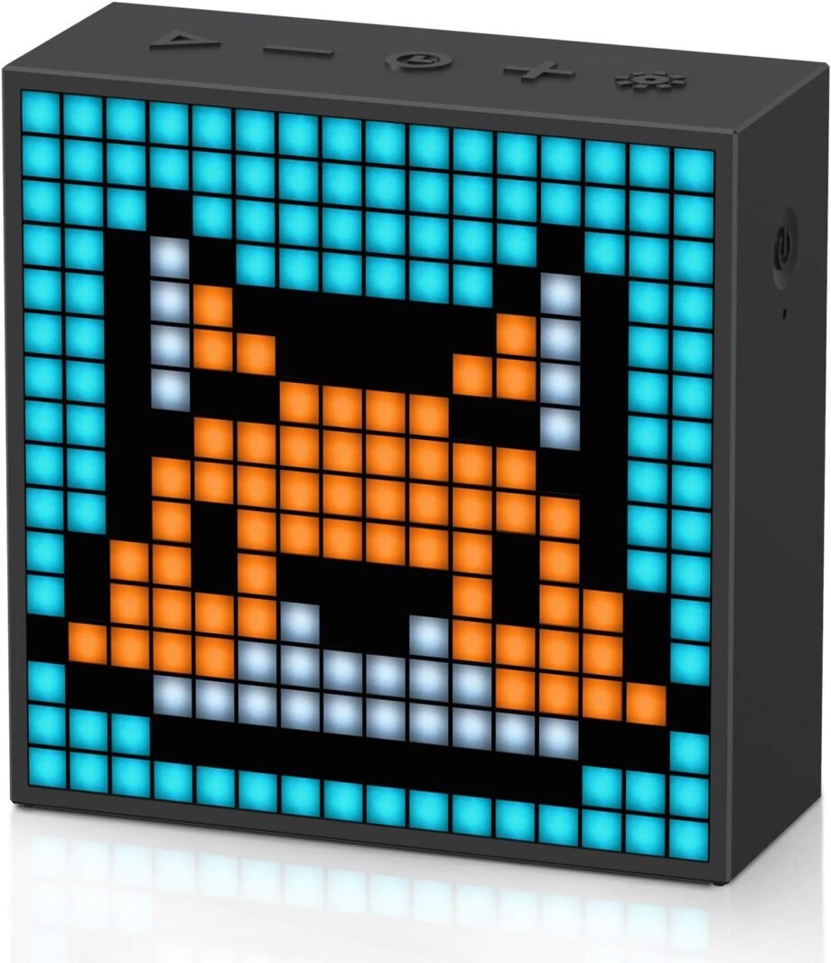 Pixel Art Bluetooth Speaker with 16x16 LED Display APP Control - Cool Animation Frame & Gaming Room Setup & Bedside Alarm Clock- Black
