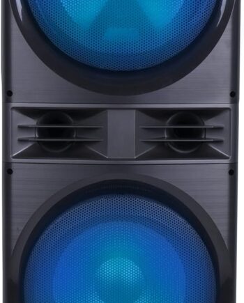6000W Peak Power Dual 12" Woofers Bluetooth Party Speaker with  Lighting, Mic & Guitar Inputs,  Radio, for Home Karaoke, BBQs, College Events