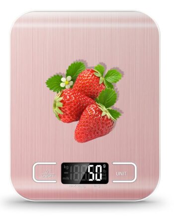Food Scale, 11lb Kitchen Scale with 6 Units Tare Function & LCD Display, 0.05oz/1g Stainless Steel Digital Food Scale Grams and Ounces for Baking, Cooking, Dieting and Meal Prep (Pink)