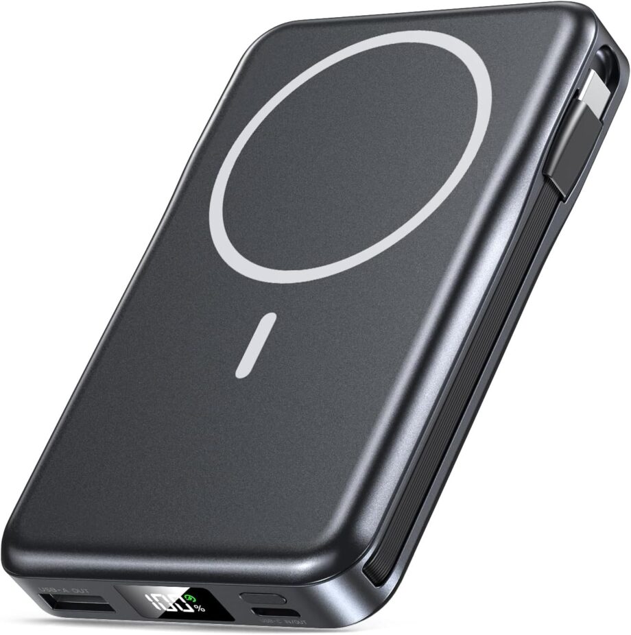 Magnetic Portable Charger, 10000mAh Power Bank, 5 in 1 Portable Charger with Built in Cable, 20W Fast Charging for  Battery Pack Compatible with iPhone 16/15/14/13 Pro/Pro Max, Samsung Series