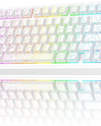 Pro Wireless Mechanical Keyboard with Knob,75% Hot Swappable Custom Gaming Keyboards,RGB Backlit,Pre-lubed Switches,Side Printed PBT Keycaps Creamy Sounding Computer Keyboard, Line White