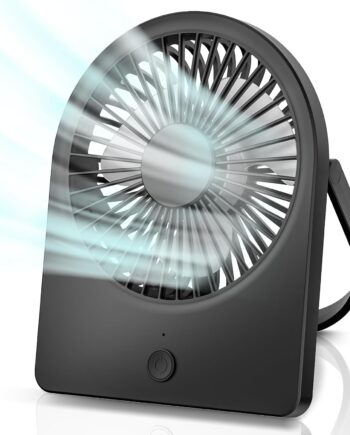 Portable  Desk Mini FAN, -A Corded Powered Small Personal Fan, Foldable Office Desk Accessories for Home, Desktop, 3-speed Hangable Cruise Essentials with Strong Wind, Black