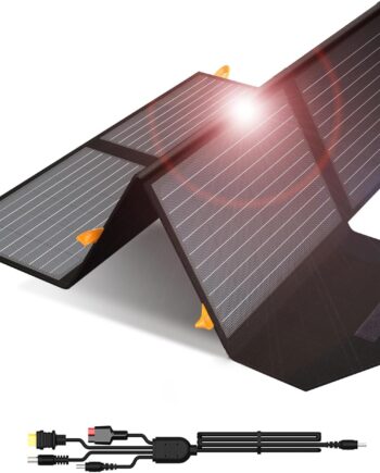 [Upgraded]  60W Portable Solar Panels Chargers QC3.0 USB-A USB-C  8mm Output Foldable IP65 Waterproof Power Emergency Camping for ll Power Station Generator Tablets Battery Packs