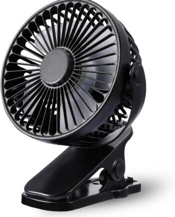 Portable Clip on Fan, Clip Stroller Fan, USB Rechargeable Personal Mini 360° Rotate Cooling Table Fan for Home Office Car Seat Crib Stroller Camping