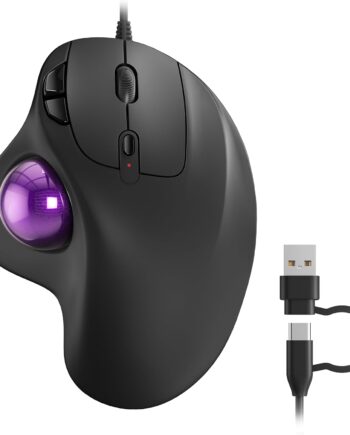 M509 Trackball Mouse Wired, Ergonomic Design, Easy Thumb Control, Precise & Smooth Tracking, 2-in-1 Interface (Type A &Type C), Compatible for PC, Laptop, Mac, Window(Purple).