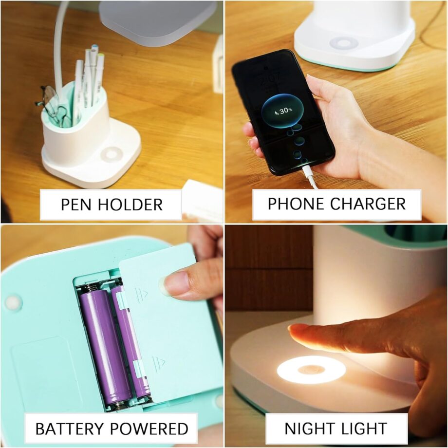 Desk Lamp  Desk Light 3 Reading Light Modes with Pen Holder for College Dorm Essentials, White