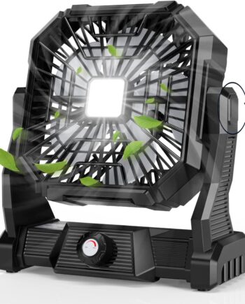 Personal Fan Camping Fan rechargeable, 20000mAh Battery powered fan with LED Lantern,270°Head Rotation, Small Table Fan Portable, USB Desk Fans with Hanging Hook for Travel Camping Tent Office, Black