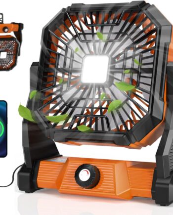 Portable Camping Fan,20000mAh Rechargeable Battery Powered Fan with LED Lantern, USB-C Battery Operated Fans,tra Quiet, for Outdoor Indoor Use,Travel, Tent, Beach, Picnic, Barbecue, Fishing, Home