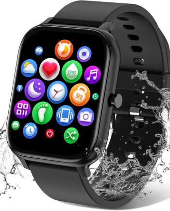Smart Watch for Men Women Compatible with  Samsung  Phone 1.83 inch Full Touch Screen  Waterproof Bluetooh Fitness Tracker Heart Rate/Sleep Monitor, Black
