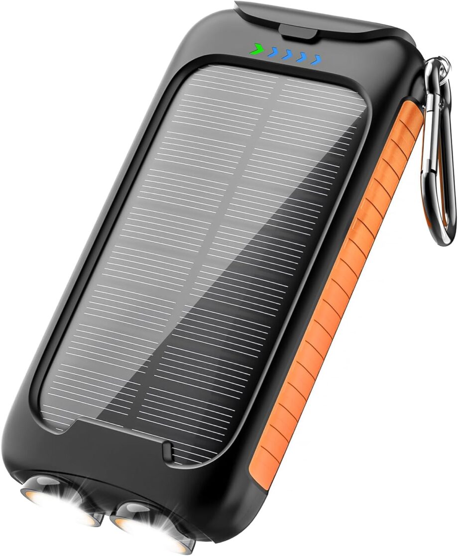 Solar Power Bank, Solar Charger, 38800mAh Outdoor Portable Charger, External Battery Pack 5V/3.1A Fast Charger Type C Ports with LED Flashlights, Perfect for Travel Camping