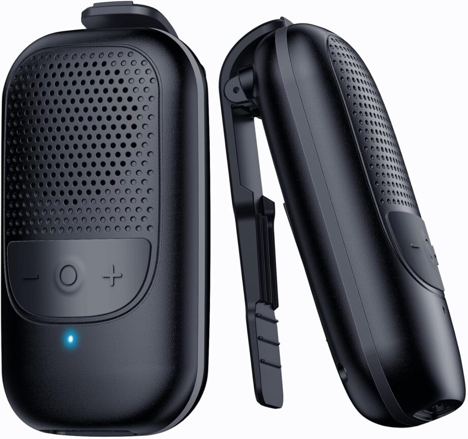 Bluetooth Speaker, Clip-On Portable Speaker with Built-in Mics for Hands-Free Music and Calls, Up to 10 Hours Battery Life,Mini Outdoor Waterproof Speaker for Working,Running-Black