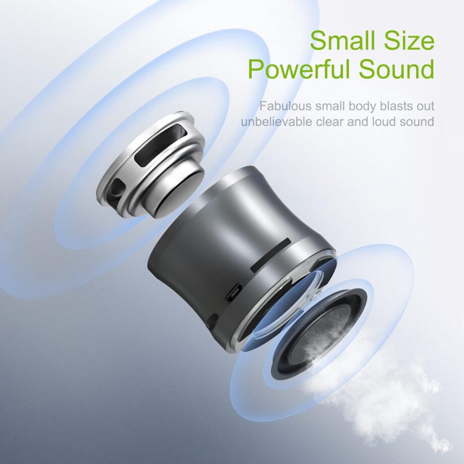 Bluetooth Speaker with bass Radiator,Enhanced Impactive Bass,Portable Loud Speaker,Perfect  Wireless Speaker for Home,Hiking and More-(Gray)