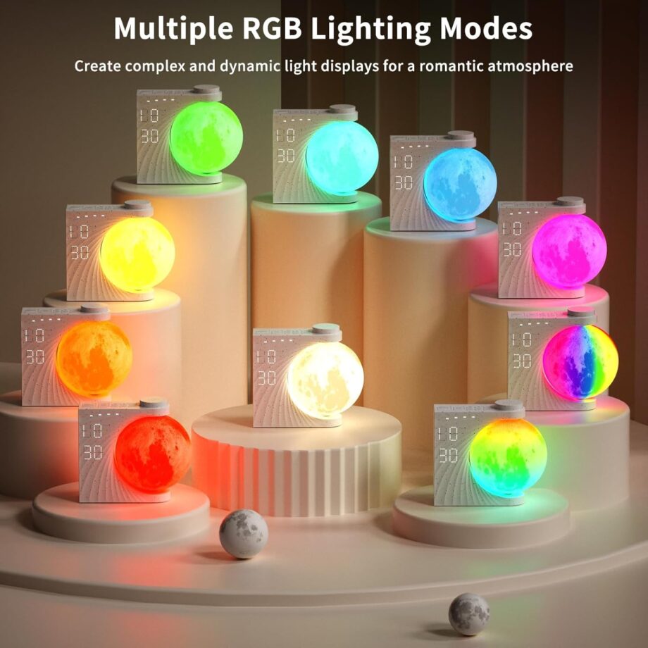 Sunrise Alarm Clocks for Heavy Sleepers,Night Lamp Clocks for Bedrooms with Moon Light,10 Light Effects,30/60/90 Timer,10 Sleep Nature Sounds,15 Ringtones,12 Volume Control with Snooze Function
