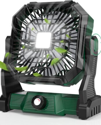 Personal Fan Camping Fan rechargeable, 20000mAh Battery powered fan with LED Lantern,270°Head Rotation, Small Table Fan Portable, USB Desk Fans with Hanging Hook for Travel Camping Tent Office, Green