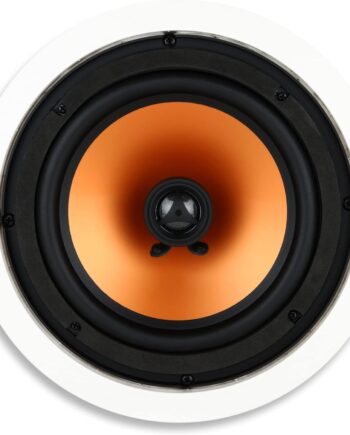 2-Way in-Ceiling Round Speaker, 9.4" Cutout Diameter, Whole House, Home Theater, Indoor or Covered Outdoor, 8" Woofer, 1" Tweeter, White, Pntable, Each