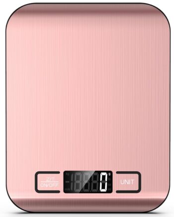 Food Scale, 22lb Digital Kitchen Scale Weight Grams and Ounces for Baking Cooking Coffee Package Postage, 6 Units with Tare Function, LCD Display, Easy Clean Stainless Steel (Pink)