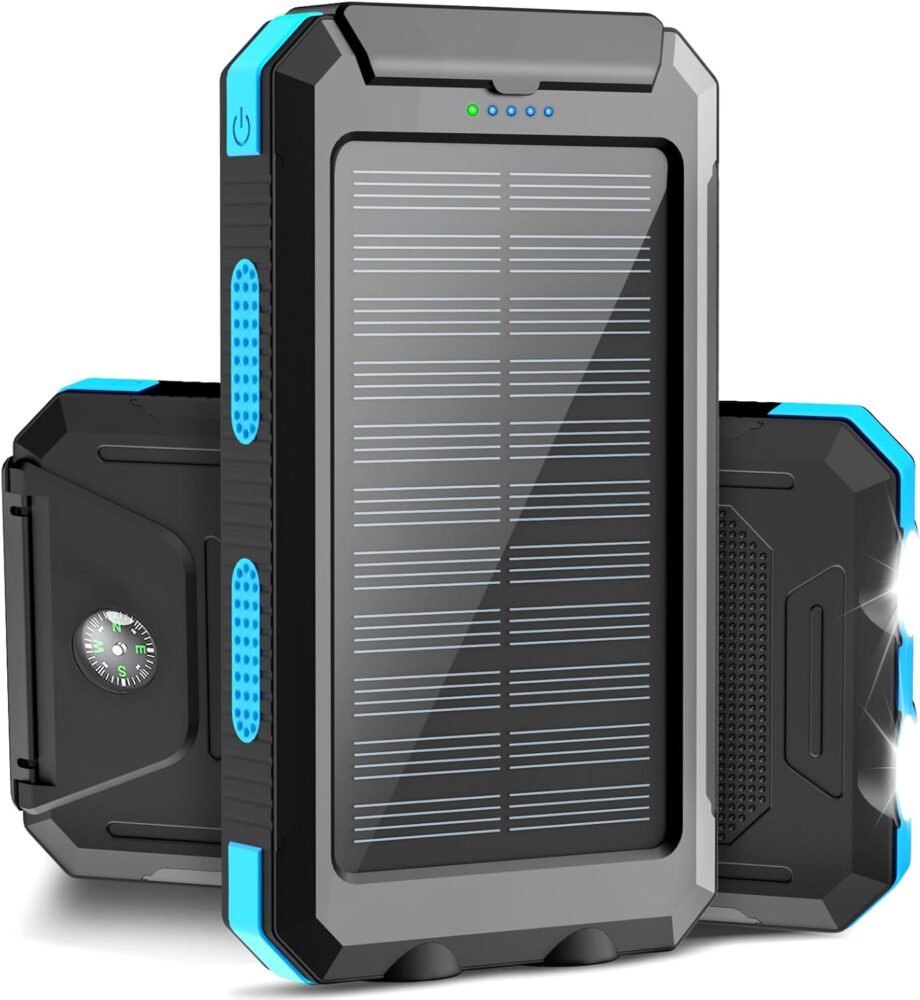Solar Power Bank, Portable Charger 38800mah, Waterproof Battery Backup Charger, Solar Panel Charger with Dual LED Flashlights, Suitable for Outdoor Camping Travel