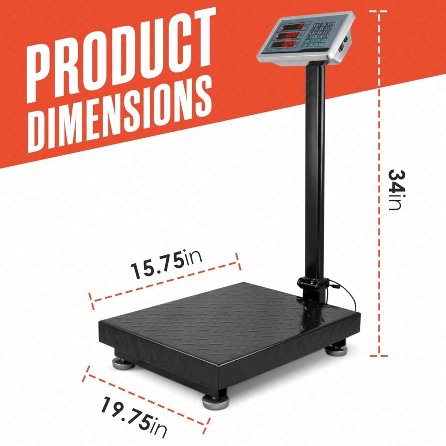 Industrial Scale, Platform Scale, 600 LB, Large, Weight Machine for Luggage, Shipping, Packages, Floor, Commercial, Heavy Duty, Box, Postal, Laundry, Warehouse, Luggage Weighing, Digital