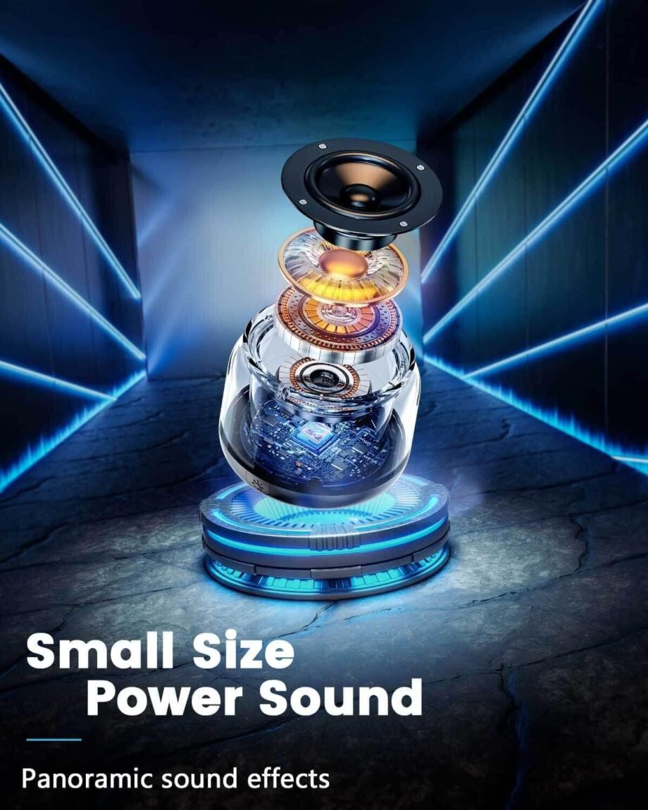 Portable Bluetooth Speakers with Colorful Lights, Loud Sound, Small Bluetooth Speaker with Wireless Stereo Pring, Mini Gifts for Kids, Teen, Girls, Boys, Women