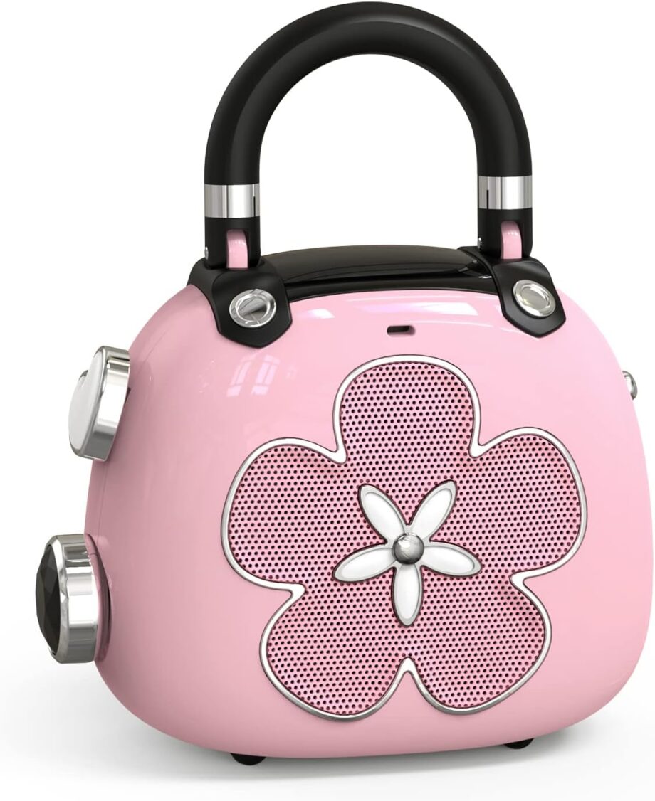 Mini Bluetooth Speaker - Women's Bag Charm, 2-in-1 Wireless Portable Speaker Keychn for Purse, for Girlfriend/Wife/BFF, Pastel Colors - Pink