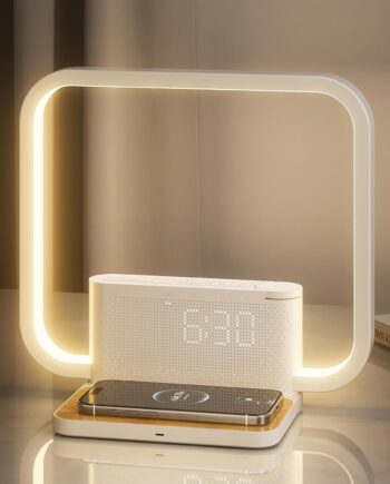 Sunrise Alarm Clock for Heavy Sleepers,Touch Lamps for Nightstand with Wireless Charger Station for iPhone/Samsung,Sound Machine,Wake Up Light with Snooze/Timer/10 Natural Sounds/3 Dimmable