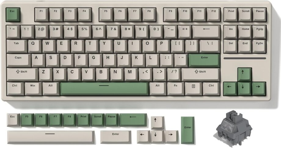 WK87 75% TKL Wireless Mechanical Gaming Keyboard, 2.4Ghz/Bluetooth/USB-C Gasket Hot Swappable RGB Backlits Custom Keyboard with 5000mAh Battery, Pre-lubed POM Linear Switches (Gray)
