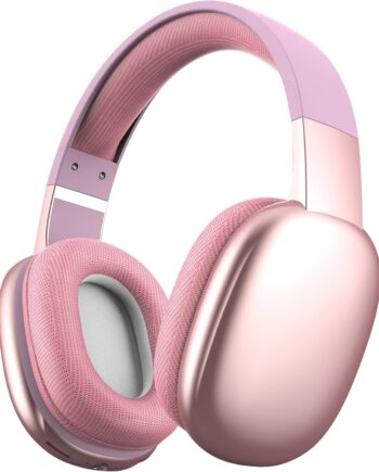 Wireless Over Ear Bluetooth Headphones with Microphone - Wireless Headset -Noise Reduction - Bluetooth, Wired,Built in Micro SD for Travel, Home, Work TV,PC,Gaming,Cellphone (Pink)