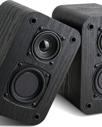 Passive Bookshelf Speakers for Home Theater Surround Sound, Home Desktop Stereo Speakers with Crisper Sound and Classic Wood Grn for Record Player/Computer/TV, Wall Mountable, One Pr.