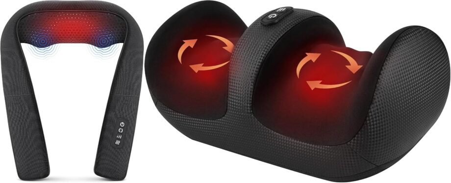 Foot Massager with Heat Vibrating Neck and Back Massager with Soothing Heat