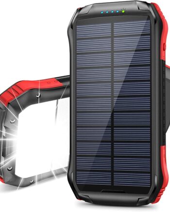 Solar Charger 16000mAh, Solar Power Bank 15 LED 4 Modes Flashlights Battery Pack Dual USB Type-C Ports, IP65 Waterproof Rating, External Backup Battery Large Capacity Phone Charger for Android/Ios