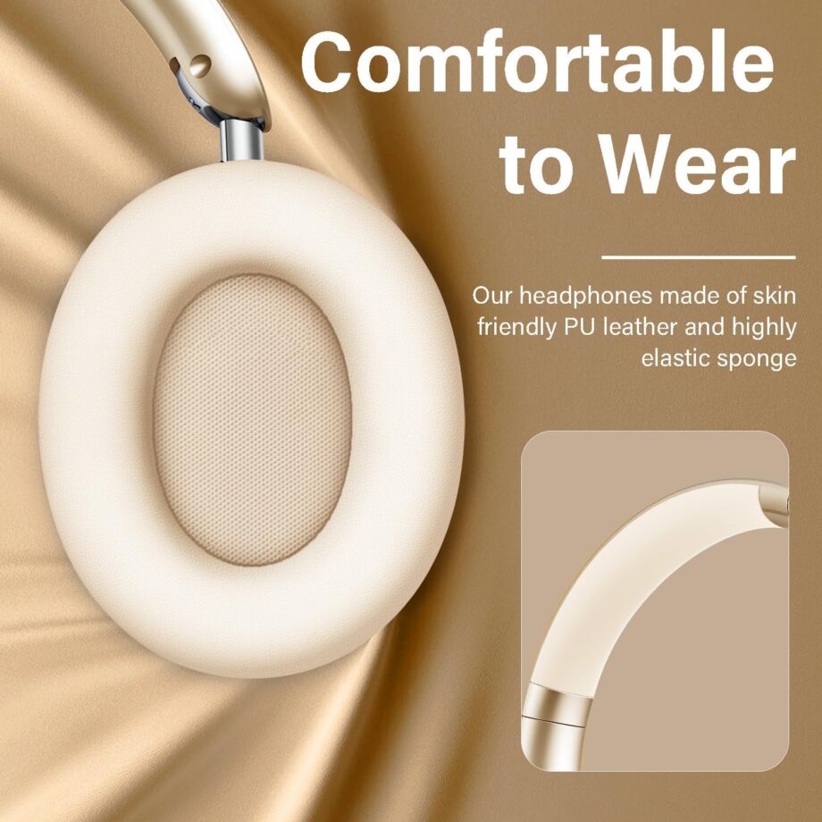 Bluetooth Headphones Wireless Over Ear with Microphone 48 Hours Playtime, High Sound Quality Foldable Soft Earpads Earphones for Travel - Starlight