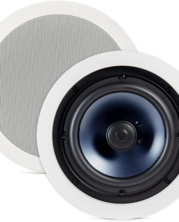 2-way  In-Ceiling 8" Round Speakers, Set of 2 Perfect for  and Humid Indoor/Outdoor Placement - Bath, Kitchen, Covered Porches