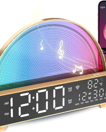 White Noise Sound Machine, Sunrise Alarm Clock APP/AI Voice Control Work for Bedroom, Sound Machine for Sleep with Touch Night Light, Sleep Aid, Snooze Timer, Dual Alarms, Sunrise Simulation