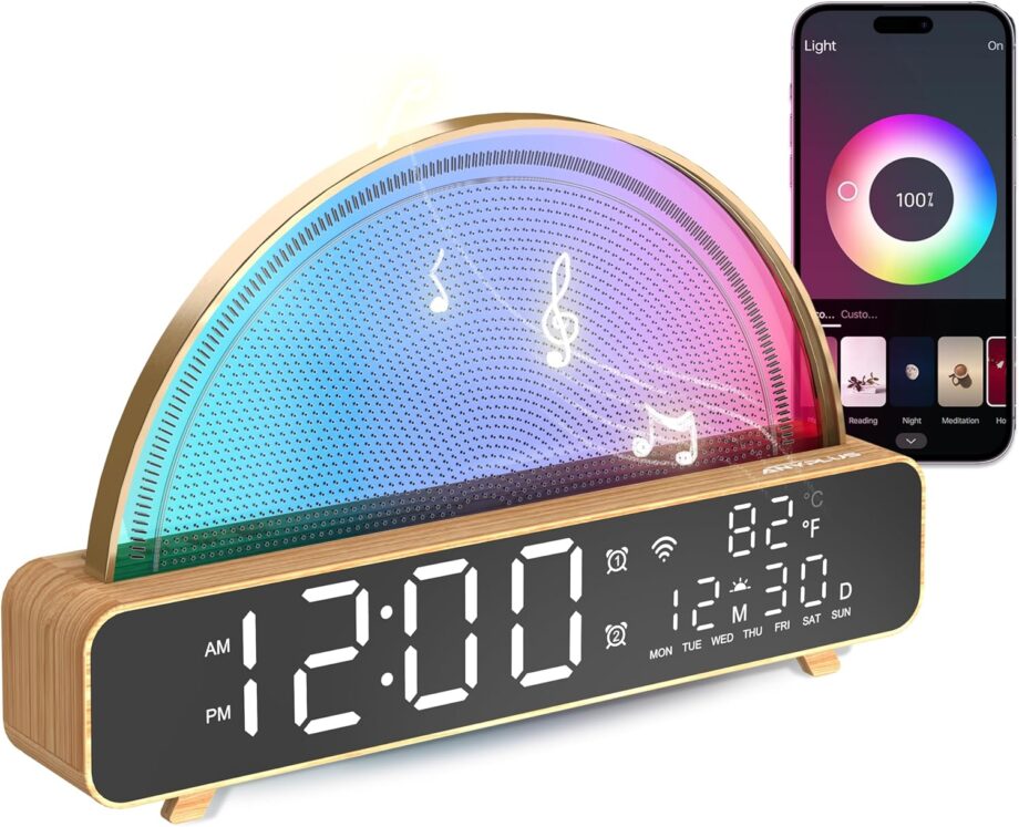 White Noise Sound Machine, Sunrise Alarm Clock APP/AI Voice Control Work for Bedroom, Sound Machine for Sleep with Touch Night Light, Sleep Aid, Snooze Timer, Dual Alarms, Sunrise Simulation