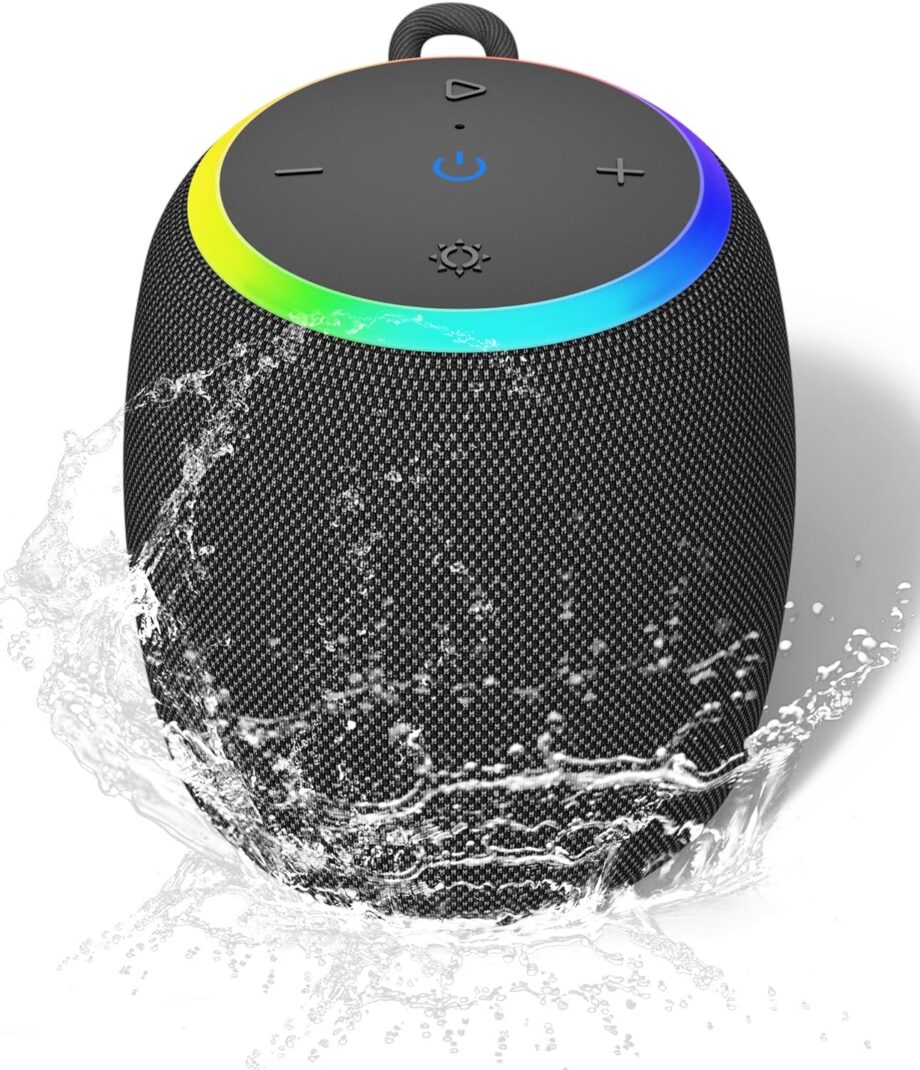 Bluetooth Speaker, Portable Speakers with  Waterproof, Wireless Blue Tooth 5.3, 15W Stereo Sound,  Light, , 12H Playtime for Offices Outdoor Party Shower Beach, Electronic