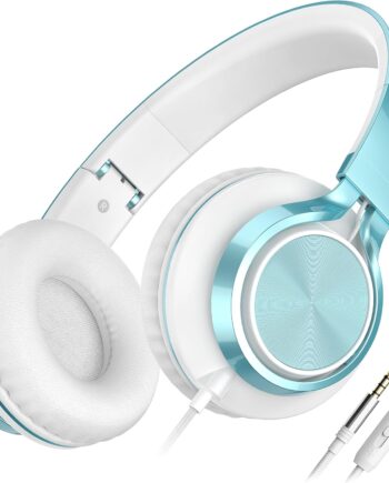 C8 Headphones Wired, On-Ear Headphones with Microphone and Volume Control, Corded 3.5mm Headset for Boys Girl School Smartphones Chromebook Laptop Computer Tablets Airplane Travel (Lime Green)