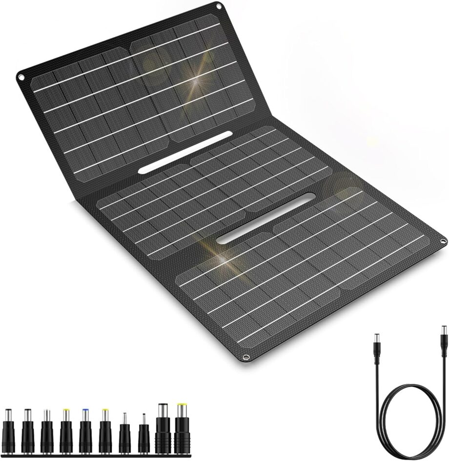 Portable Solar Panels 30W Foldable Solar Panels Charger ETFE Solar Panel with DC USB-C and USB-A IP65 Waterproof for ll Power Station Mobile Phones RV Travel Outdoor Camping