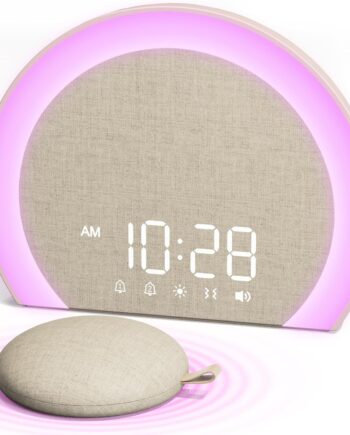 Loud Alarm Clock with Wireless Bed Shaker, Vibrating Dual Alarm with Light Wake Up for Heavy Sleepers & Hearing Impaired, 9-Color Night Light, 5 Sounds, 0-100% Dimmer, USB Charger, Bedroom