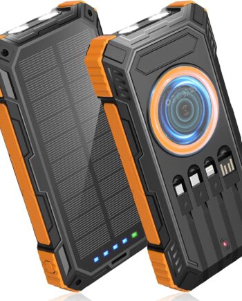 Power Bank Solar Charger,49800mAh Wireless Portable Charger with 4 Built-in Cables,22.5W Fast Charging Battery Pack USB-C in/Output PD+3.0 Portable Power Bank for All Cell Phones