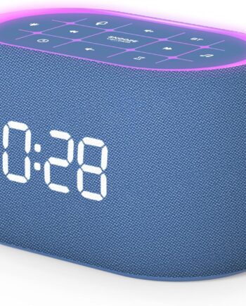 White Noise Sound Machine Alarm Clock with Bluetooth Speaker, Hi-Fi Stereo Sound, 21 Sounds, 7 Night Lights, 0-100% Dimmer, Sleep Timer, Soothing Device for Adults Kids Sleeping, Bedroom, Blue